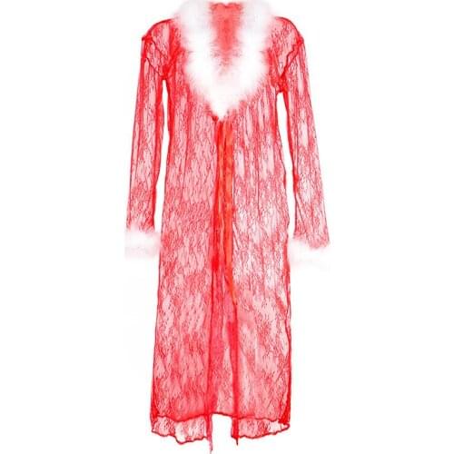 European and American sexy underwear Christmas dress dressing gown feminine lace wool pillowdress sexy pajamas