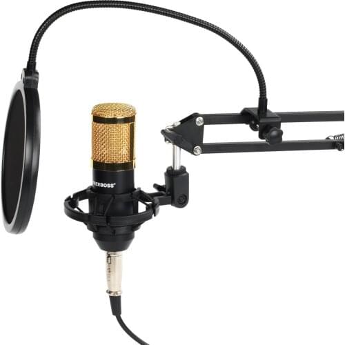 Freeboss BM-800 KIT Plastic Shock Mount Arm Stand 3.5 Plug Studio Vocal Recording Broadcasting Computer PC Condenser Microphone
