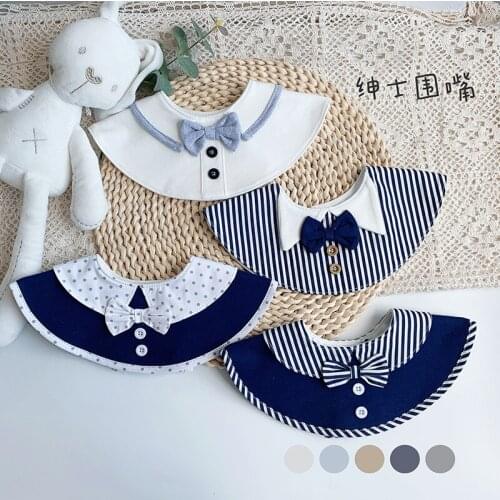 Ins Nordic style cotton baby bib baby saliva towel gentleman bow tie bib wild fake neckline water pocket