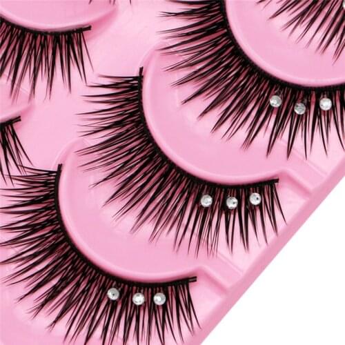 Makeup 5 Pairs Color Glitter Diamond Eyelashes False Eye Lashes Party Cosplay Halloween Long Thick Natural Dance Lashes
