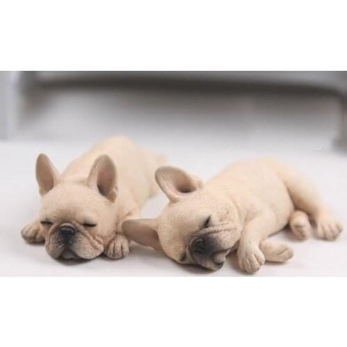 Mnotht Real Animal Series No.9 2PCS/SET 1/6 Scale French Bulldog (Sleep Mode) Statue All 5 Colors Collection Model Toys l20