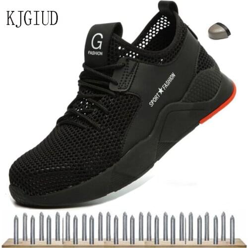 Mens Steel Toe Work Safety Shoes Casual Breathable Outdoor Sneakers Puncture Proof Boots Comfortable Industrial Shoes for Men
