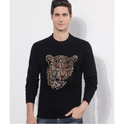 Men Rhinestones Sweaters holiday design high quality for young man top Hot drill Sweater