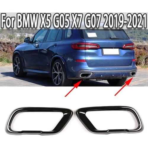 K-Car Black Stainless Exhaust Pipe Cover Stickers For BMW X5 G05 X7 G07 2019-2021（Suitable for M sports version