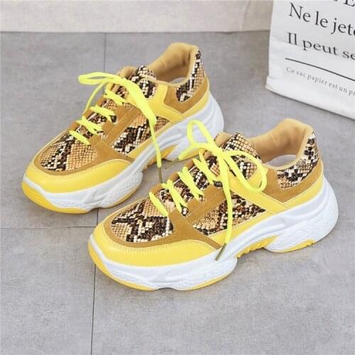 2020 New Women Spring Snake Pattern Lace UP Vulcanized Shoes Woman Flat Platform Casual Shoes Ladies Mesh Womens Fashion Shoes