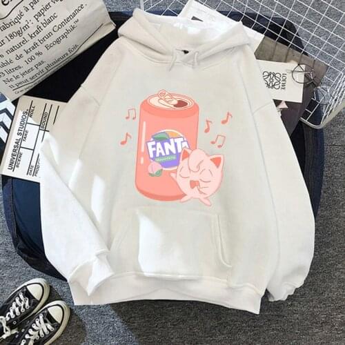 New Pokemon Juice Hoodie Pikachu Women Anime Poleron Kawaii Clothes Cartoon Hooded Funny Print Warm Cotton Pullovers Sweatshirts