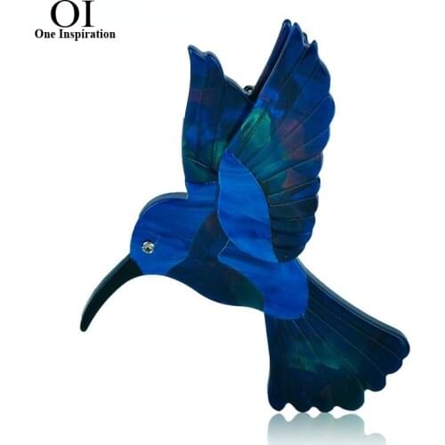 OI New Arrival Blue Eagle Swallow Shape Brooches Natural Texture Acrylic Pin Jewelry For Girls Women Hat Scarf Coat Accessories