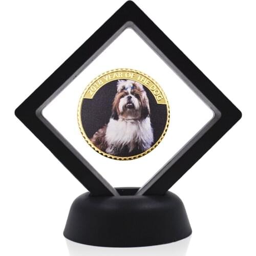 New Year Gifts Collectible Coins Dog 24k Gold Plated Metal Coin Metal Crafts with Box Non-currency Coins