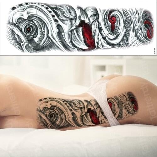 Sexy large temporary tattoos mechanical oversleeve waterproof fake tatoo girls men black arm sleeve sexy tattoo for women boys