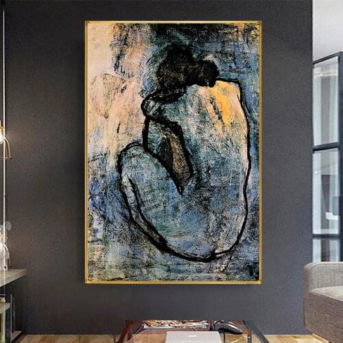 Famous Painting Blue Nude Women Poster By Pablo Picasso Canvas Painting Prints Wall Art Cuadros Pictures for Living Room Decor