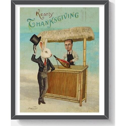 Fearty Thanksgiving Rabbit Playboys By Mark Ryden Art Canvas Poster Painting Wall Picture Print Home Bedroom Decoration No Frame