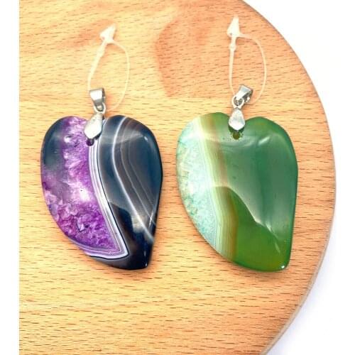 2pcs/pack Fashion Natural Agate Pendants Colorful Semi-precious Stone DIY for Making Necklace 4 Colors for Choice 31x44mm Size