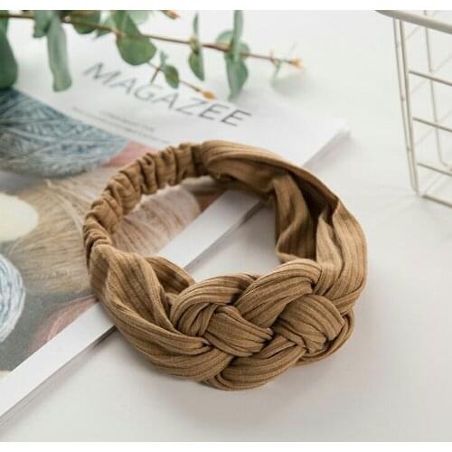 Women Summer Autumn Headband Vintage Cross Knot Elastic Hair Bands Soft Solid Girls Hairband Hair Accessories