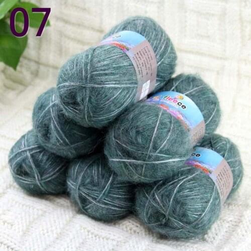 Sale 6SkeinX50gr Luxury Fluffy Soft NEW MOHAIR Shawls Hand Knit Crochet Yarn Blue Green 822-07-6