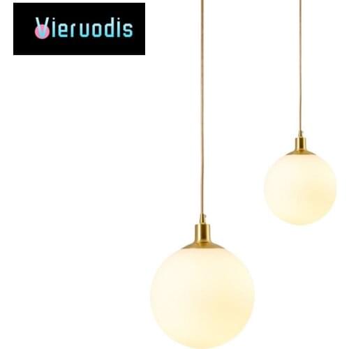 Modern Pendant Lamp Round Glass Hanging Lights Gold Fixture for Home Bedroom Living Room Kitchen Decor Industrial Led Luminaire