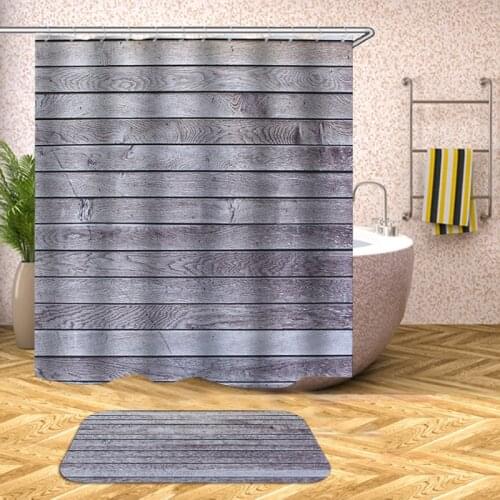 Vintage wood shower curtain for bathroom waterproof bath curtain polyester