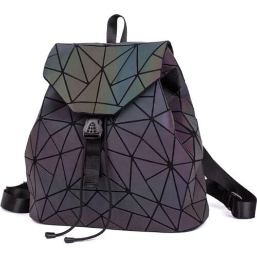 New Bao Bag Luminous Backpacks Women Drawstring Fashion Girl Daily Backpack School Female Geometry Folding Students School Bags