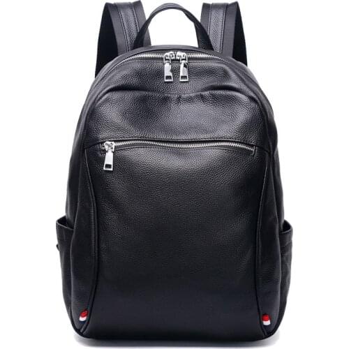 CINDY&ALEN Men Backpack Top Layer Cowhide Black Casual Genuine Leather Large Capacity Bookbags Women Bagpack