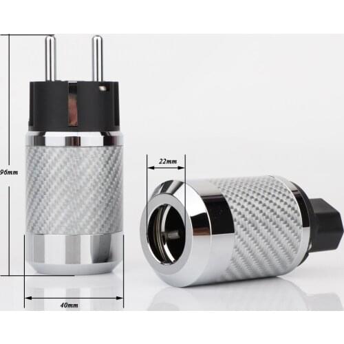 WCF2-ER Hi-End Carbon Fiber Rhodium Plated European standard AC Power Plug IEC Female Plug DIY Mains Power cable