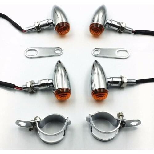 Amber Bullet Turn Signal Lights Fork Clamps Shock Bracket Cafe Racer CB KZ GS SE VT XL