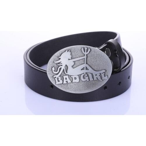 Western cowboy belt girl belt buckle Leather retro pattern belt 1.5 inch belt for both men and women