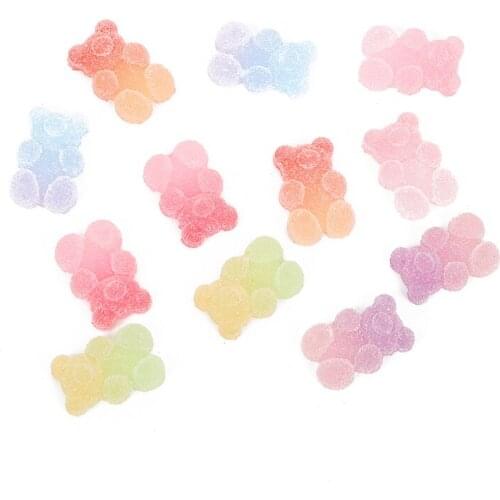 10Pcs Resin Kawaii Accessories Rainbow Bear Candy Flatback Cabochon Embellishment For Scrapbooking Diy Decoration Craft Mixed
