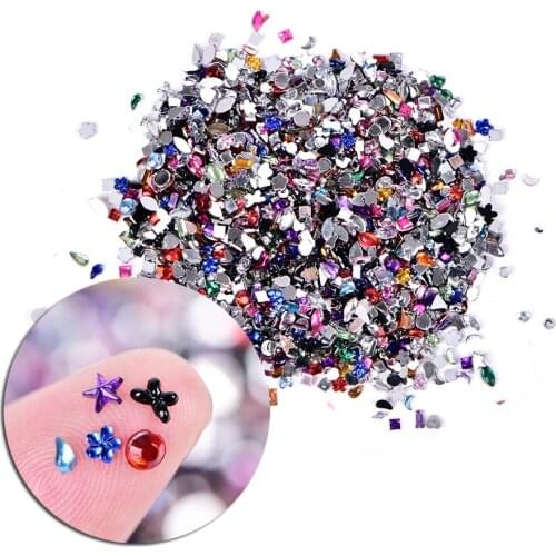 2000Pcs Mix Color Stone Nail Rhinestone Small Irregular Beads Manicure 3D Nail Art Decoration In Wheel Accessories