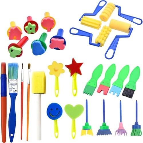 27pcs /Set DIY Painting Tools Stamps Toys Flower Stamp Sponge Brush Set Art Supplies For Kids