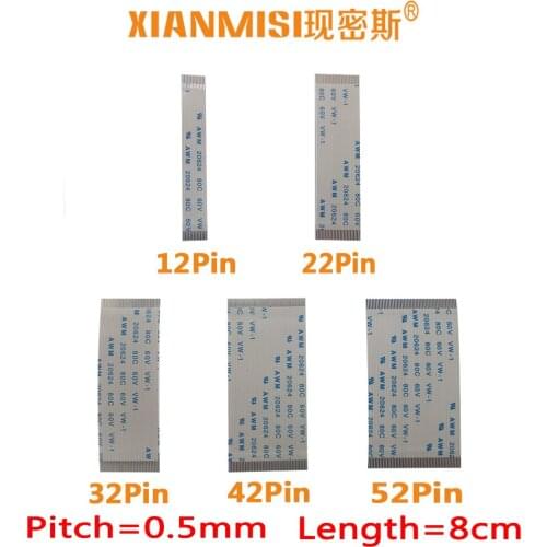 FFC/FPC Flat Flex Ribbon Cable 12Pin 22Pin 32Pin 42Pin 52Pin Same Side 0.5mm Pitch AWM VW-1 20798 80C 60V Length 8cm 5PCS