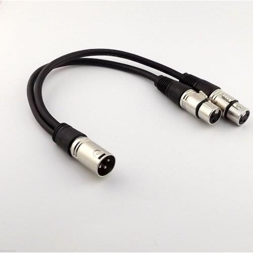 1pcs 1FT 3Pin XLR Male Plug to 2 XLR Female Y Splitter Audio Microphone Adapter Cable