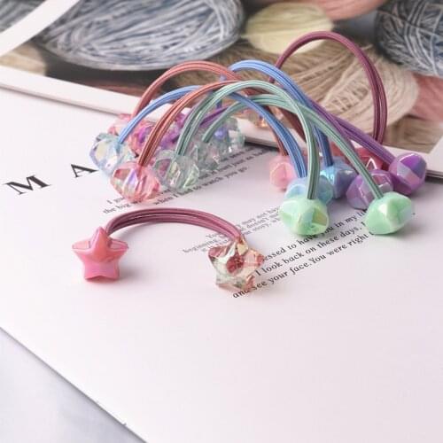2PCS New Princess Color Double Five Stars Headwear Kids Elastic Hair Bands Cute Children Ropes Girls Accessories Baby Headdress