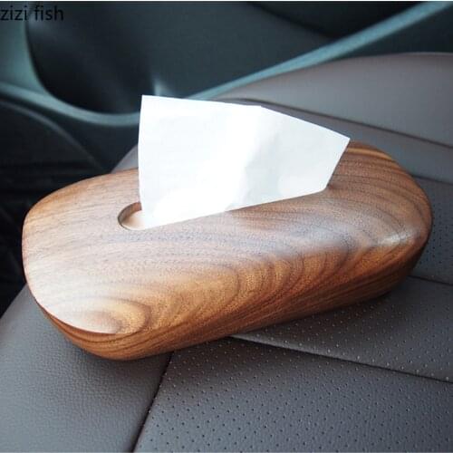 Black Walnut Car Tissue Box Car Portable Tissue Storage Box Solid Wood Paper Towel Tube Decor Accessories Paper Towel Holder