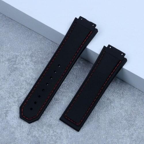Luxury brand Black Red stiching 27*19mm nature Silicone rubber watchband watch band for Hublot strap for F1 series Tools