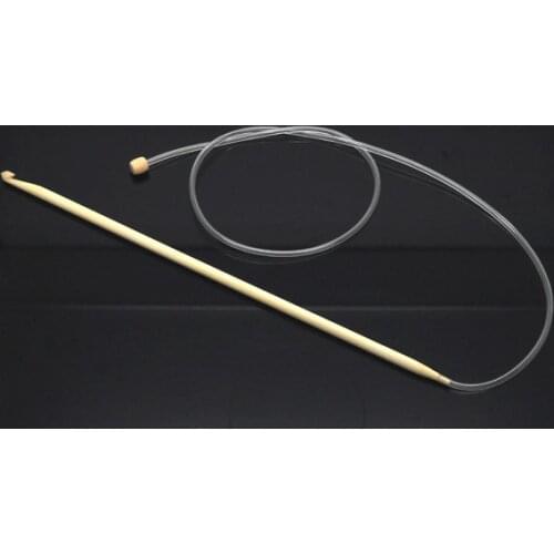 1Piece 5.5mm Bamboo Afghan Tunisian Crochet Hook Set Needles Weaving Handle Craft Tool with Mummy Necessary 85cm long