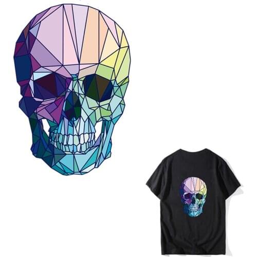 COSBILL Blue Color Skull Patch For Clothes Applique New Design Iron On Transfer Washable T-shirt Decoration Parches Rapa Y-028