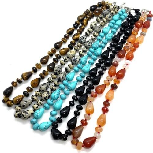 Natural Stone Necklace Book Drop-shaped Beaded Tiger Eye Stone Agate Lapis Lazuli Abacus Beads Necklace Jewelry Ladies Gifts