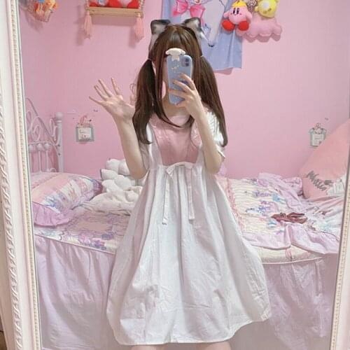 Japanese Lolita dress Loose Slim-Fit Sailor Collar Dress Vintage Embroidered Lantern Sleeves Midi Girls Dress Female Summer