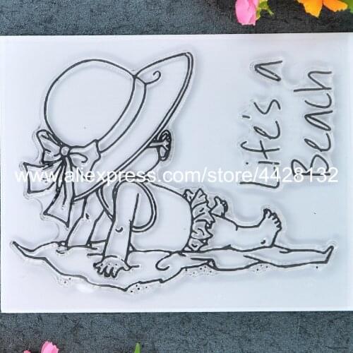 Beach Girl Scrapbook DIY photo cards rubber stamp clear stamp transparent stamp 11x14cm 9012072