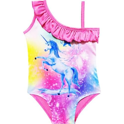 New 2019 One Piece Swimsuit Unicorn Girls Swimwear 3-10 Years Childrens Swimwear One Piece Swimming Bathing Suit G48-CZ891