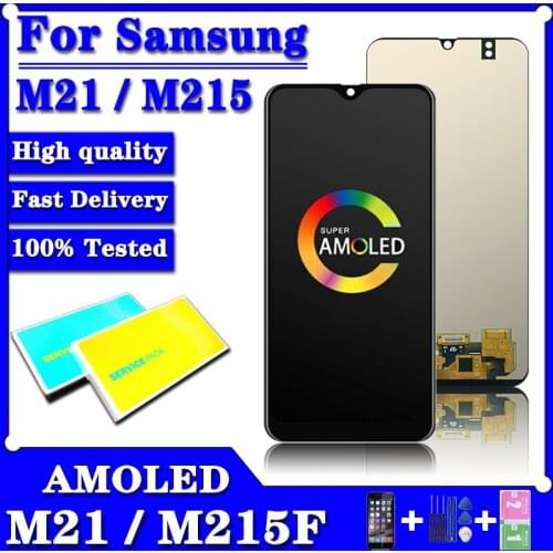 SUPER AMOLED 6.4" display For Samsung Galaxy M21 M215 M215F/DS LCD Display With Touch Screen Digitizer M21 2020 LCD Assembly