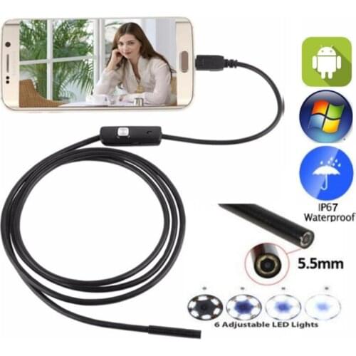 USB Camera Endoscope Waterproof HD 5.5mm 2M 3.5M 5M Snake Tube Mirco Borescope Video Camera Inspection Endoscope for Android