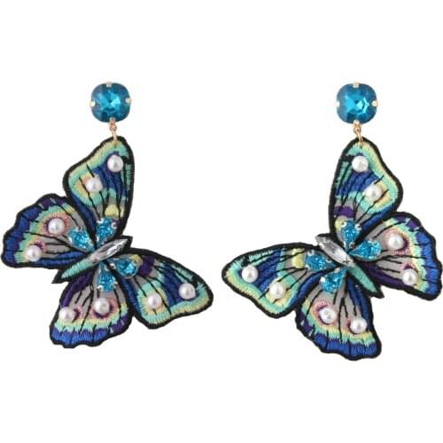 Blue Butterfly Earrings for Women Bohemian National Wind Insect Drop Earrings Fashion New Design Earrings Wedding Earrings