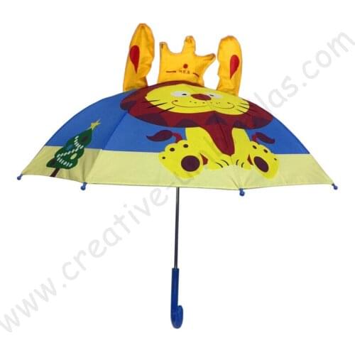 Kid animal umbrella,cartoon design,hand open.anti-thunder fiberglass windproof safe&environment protecting kid,ear umbrella