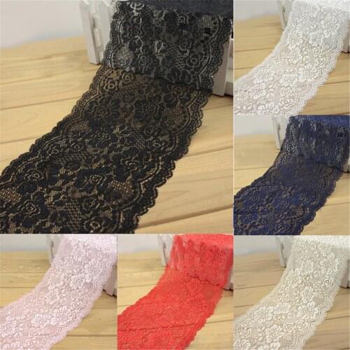 1M Elastic Lace Trim Ribbon Fabric DIY Crafts Wedding Dress Sewing 18cm Width
