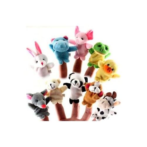 10 pcs/lot 7cm Baby Plush Toys Cartoon Happy Family Fun Animal Finger Hand Puppet Kids Learning Education Toys Gifts YH360