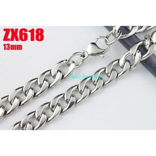 14"-38" length 13mm cuba chain stainless steel necklace mens punk fashion jewelry 10pcs ZX618