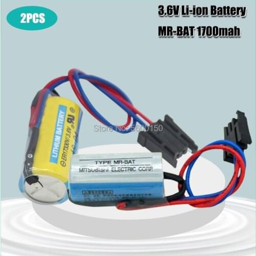 2PCS 3.6V 1700mAh MR-BAT ER17330V Battery With Plug For CNC Machine Tools Server Programmer 1700mAh PLC Lithium Batteries