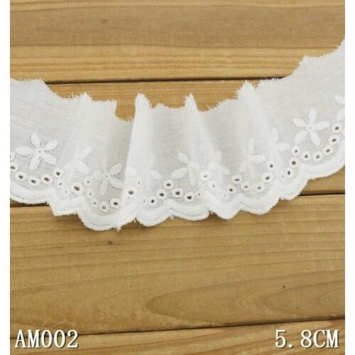 3 Yards Off White Cotton Embroidered Lace Fabrics Womens Clothing Diy Lace Trim 5.8cm Width Free Shipping