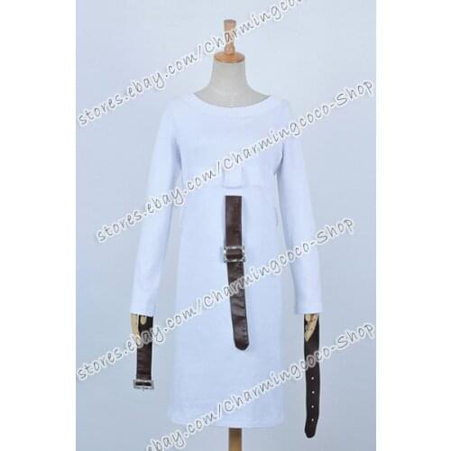 Alice Madness Return Cosplay Costume Artifical Leather Belts White Nicely Dress