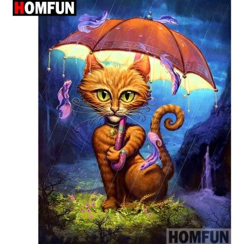 HOMFUN Full Square/Round Drill 5D DIY Diamond Painting "Cartoon cat" Embroidery Cross Stitch 3D Home Decor Gift A13174